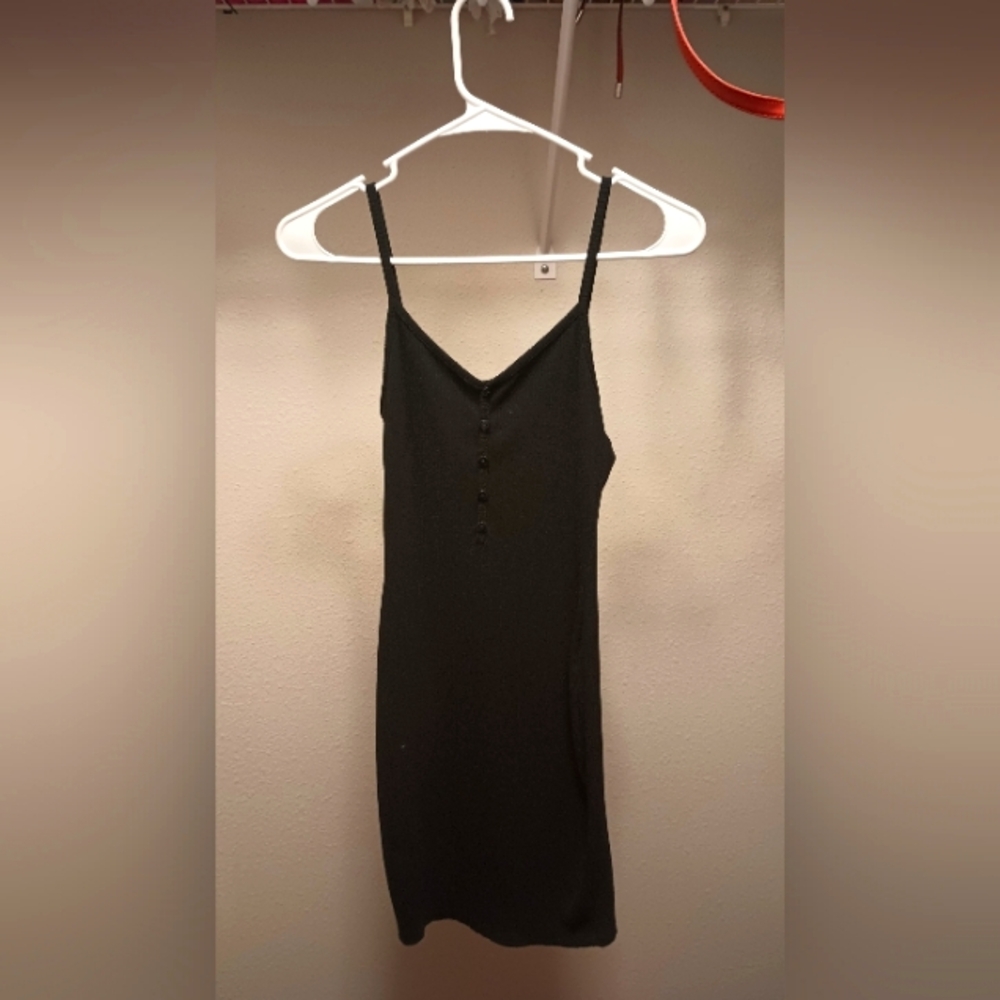 Black spaghetti strapped dress